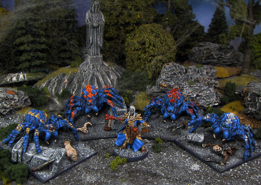 Black Spider and his Spinners 28mm miniatures from Reaper Miniatures & Wizards of the Coast painted by Neldoreth - An Hour of Wolves & Shattered Shields